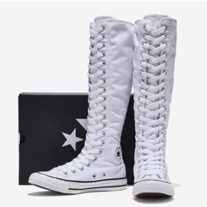 Converse Women's White Lace-Up Knee-High Boots